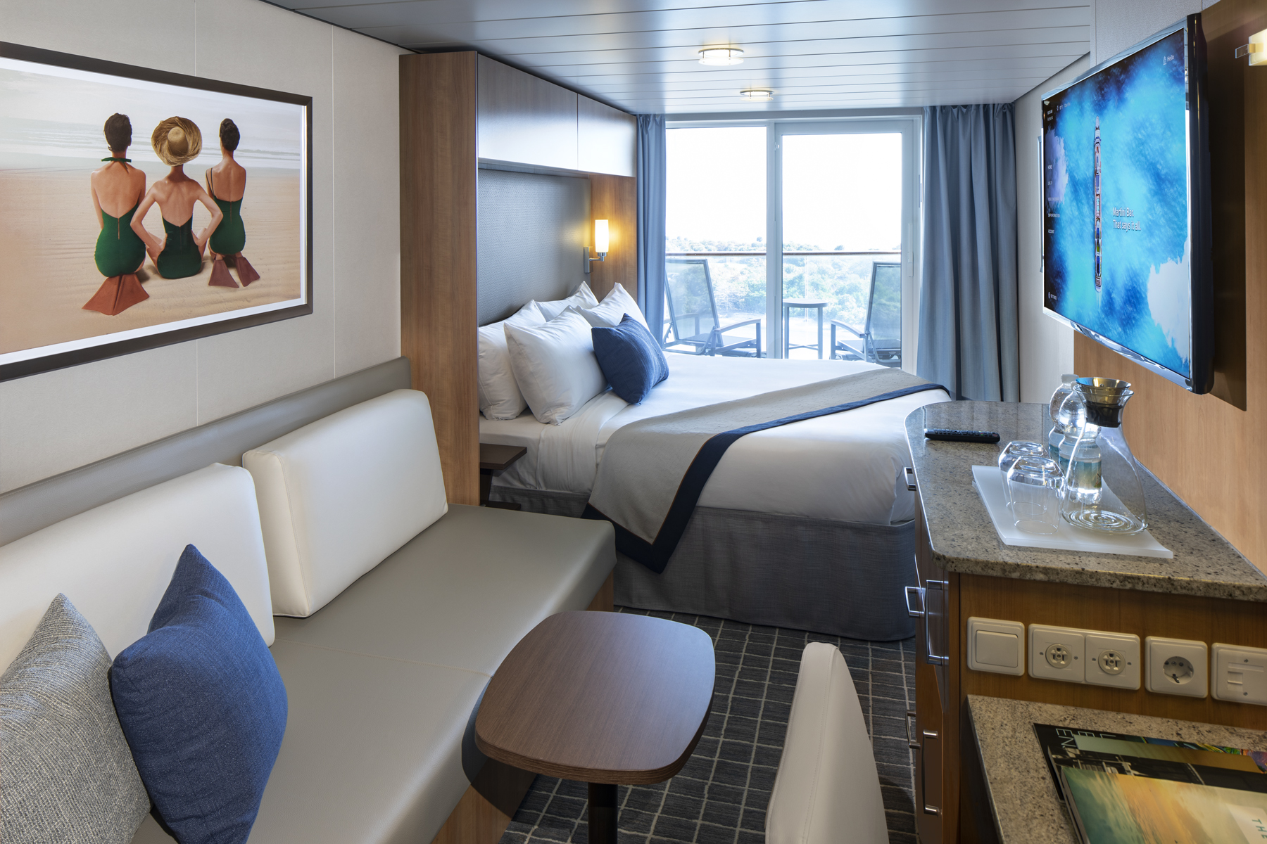 Cabine sur le thème du spa Aqua Class sur un bateau de croisière Celebrity (source : Celebrity Cruises)